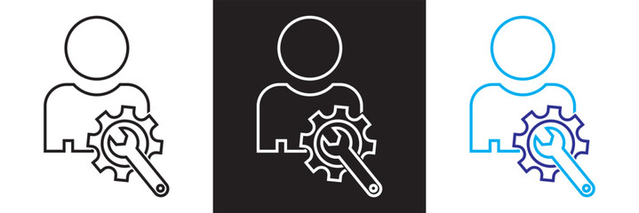 Technical support icon . Icons related to technical, setup,  business. Isolated on white and black background. Vector illustration. EPS 10  