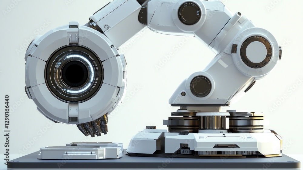Poster futuristic robotic arm in a laboratory setting showcasing precision and advanced technology with a c