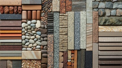Assortment of stone and ceramic tiles offering diverse textures and colors for creative design projects