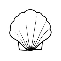 Simple Seashell Outline Isolated on White