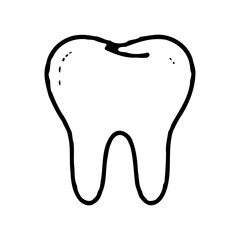 Single Tooth Sketch on White Background Art