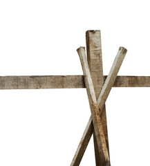 Weathered wooden fence isolated element