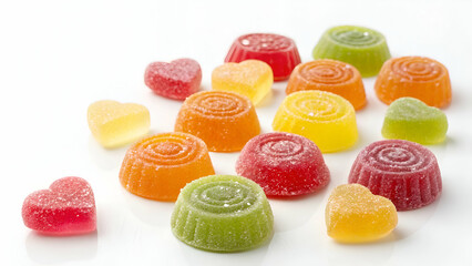 Colorful jelly candies isolated on a white background.