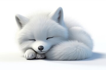 Arctic fox sleeping mammal animal white.