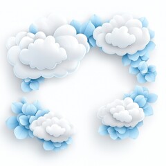 Fototapeta premium A whimsical arrangement of fluffy white clouds and soft blue petals creates a serene and dreamy atmosphere.