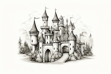 Sketch drawing castle spirituality.
