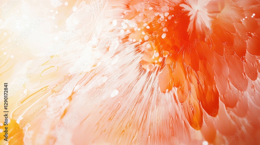 Poster abstract orange and yellow floral design with flowing lines and soft light creating a dreamy etherea
