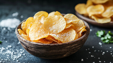 Crispy potato chips with sea salt