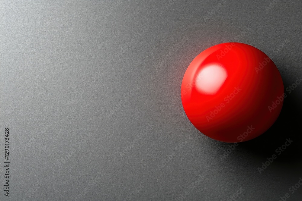 Poster red sphere on gray texture smooth surface still life arrangement with simple composition and clean s