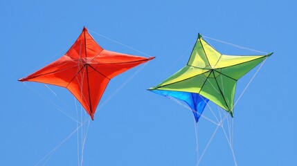 Vibrant kites dancing in the clear blue sky a playful display of color and freedom against a serene background capturing the essence of summer fun