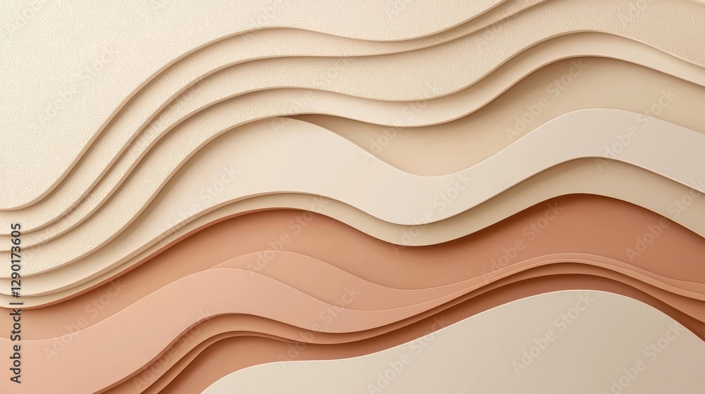 Aufkleber abstract layered wave pattern in neutral beige and brown tones creating a soothing elegant backgroun