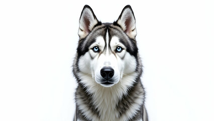 Obraz premium A Highly Detailed Close-Up Portrait of a Majestic Siberian Husky with Striking Blue Eyes and Thick Fur