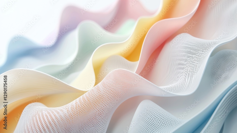 Poster multicolored abstract waves create a soft, elegant texture, evoking a sense of harmony and creativit