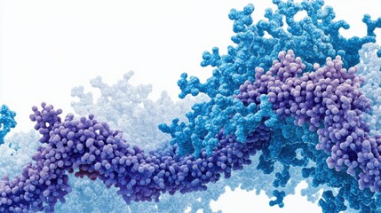 Colorful Molecular Structure Representation with Blue and Purple Spheres on a White Background