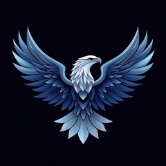 Obraz premium Modern Blue Eagle Logo Illustration: Contemporary Vector Graphic of a Powerful Bird of Prey Symbol in Abstract Design