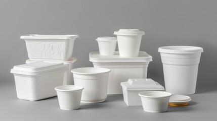 Styrofoam Containers: Convenient, lightweight containers for food packaging, offering insulation but harmful to the environment due to their non-biodegradable nature.
