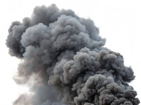 Massive Smoke Cloud isolated on white background