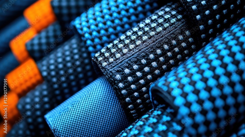 Poster vibrant macro shot of interwoven braided cordage displaying intricate textures and dynamic color con