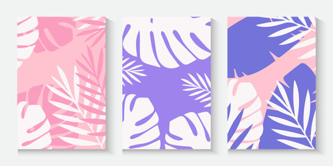 Obraz premium collection of Hello Spring greeting card or poster for decoration spring events, Mother's Day, Easter. Beautiful spring with abstract leaves. Concept of trendy spring cover background.