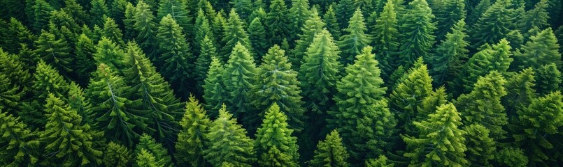 Aerial View of a Lush Evergreen Forest