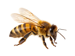 Detailed Close-Up of a Honey Bee isolated on white background