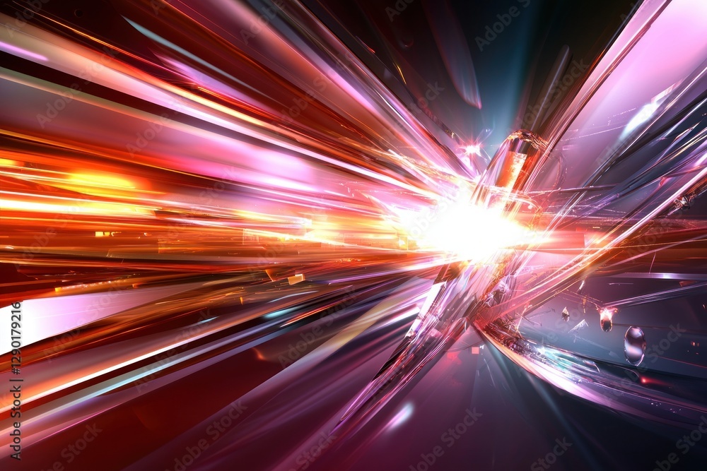 Aufkleber vibrant spectrum of light trails abstract design with burst of energy dynamic motion and metallic re