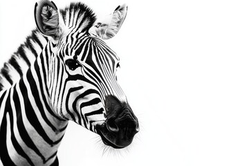 Fototapeta premium The Black And White Portrait Of A Striking Zebra