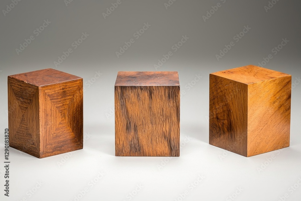 Poster three decorative wooden cubes display unique grain patterns creating a minimalist and artistic impre
