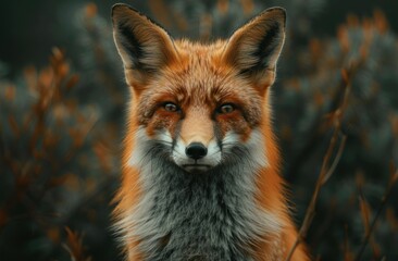 Fototapeta premium A Close-up Portrait of a Red Fox in the Forest