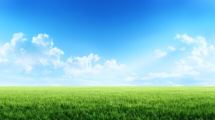 Obraz premium Vibrant Green Field Under a Bright Blue Sky