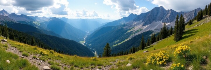 Fototapeta premium Rugged mountain vista, Uncompahgre Wilderness trail , perspective, wilderness, horizon