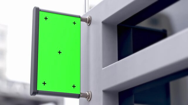 Empty Billboards Mock-Up. Billboard Green screen installed outside the building. Or empty signboard for your text and banner design. Animation, 3D Render.