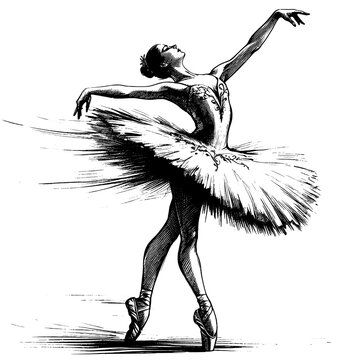 ballerina dancing black and white sketch clip art preview