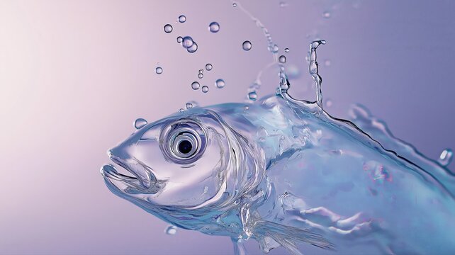 fish made of water on a purple background