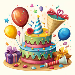 Birthday Cake with Decorations. Celebrate in Style!