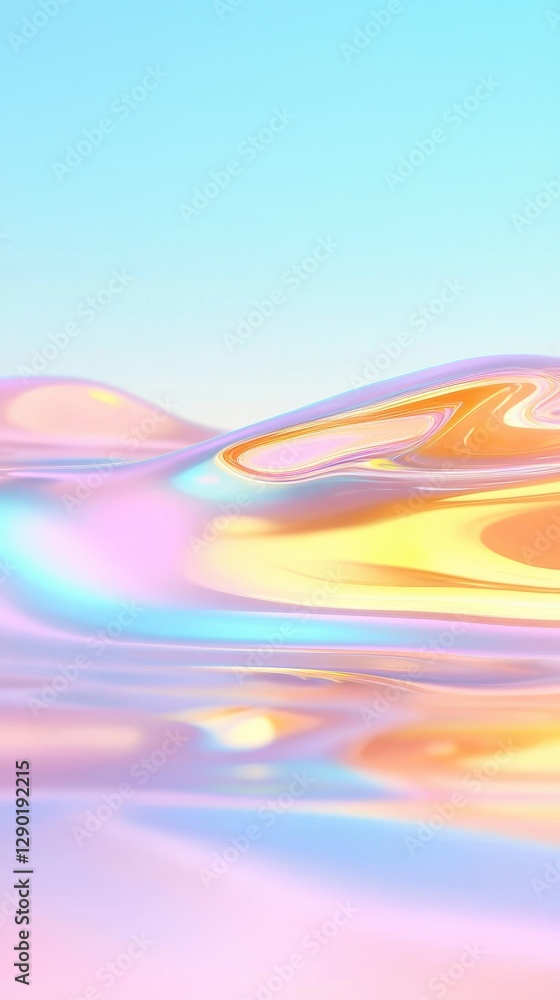 Poster rippling colorful waves serene ocean digital art tranquil setting abstract view fluid dynamics