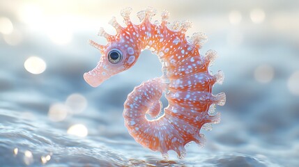 Fototapeta premium Seahorse swimming in ocean water underwater photography marine life