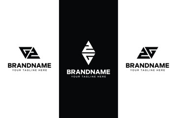 Letters GZ and ZG Triangle Logo, suitable for any business with GZ or ZG initials