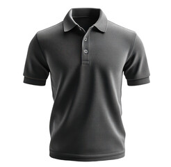 Black polo shirt with short sleeves and three buttons