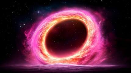 Obraz premium Pink Glowing Cosmic Ring In Deep Space