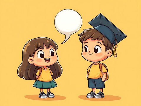 Kids Talking Graduation School Conversation - Powered by Adobe