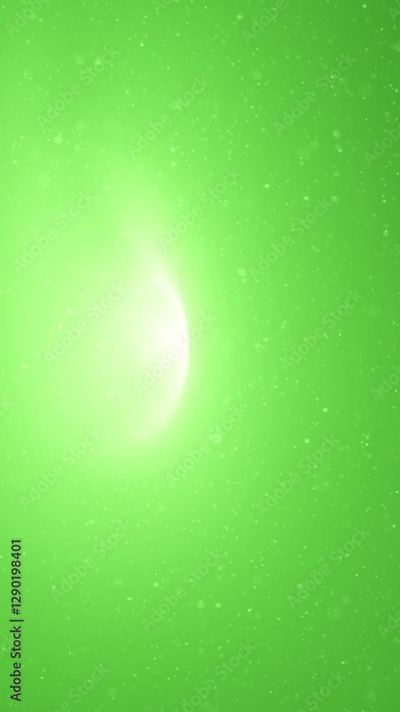 Poster abstract blurred green loop glowing light with flying dust particles vertical animation