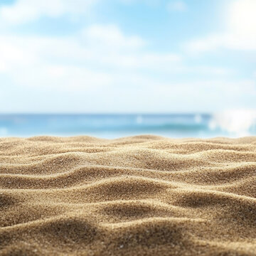 Sandy beach, ocean background, summer vacation