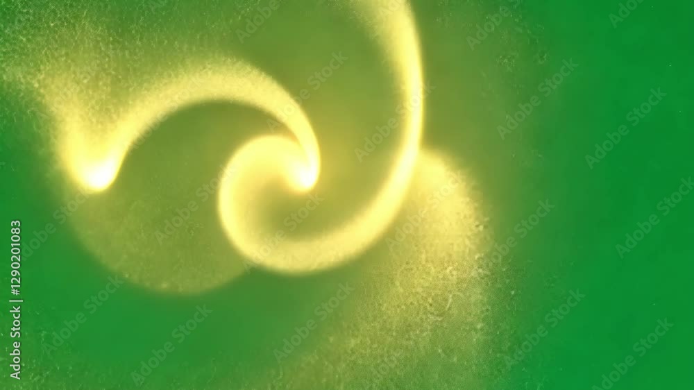 Aufkleber glowing golden particles spinning, forming dynamic energy vortex against emerald background for seam