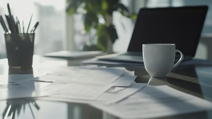 Retirement financial stress in a clean, bright office. Featuring worry and focus