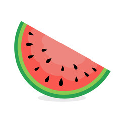 Watermelon slice, flat design, white background, summer