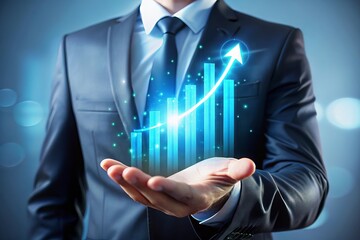 businessman pushing a touch screen interface