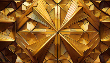 Golden geometric pattern design background.