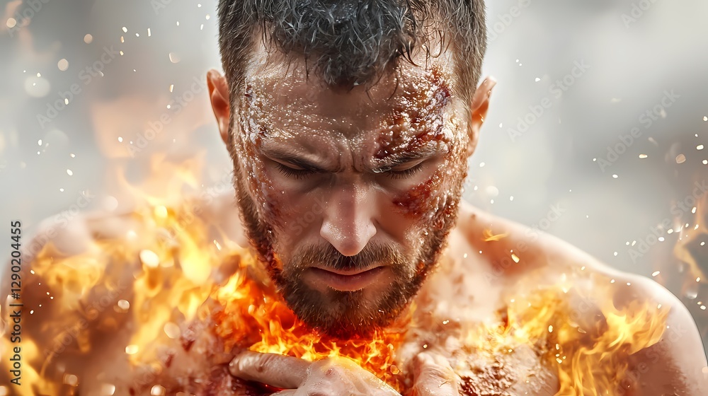 Poster heat sensor imaging displaying precise skin temperature patterns and thermal data analysis for medic