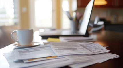 Retirement financial stress in a clean modern home office. Featuring anxiety and reflection